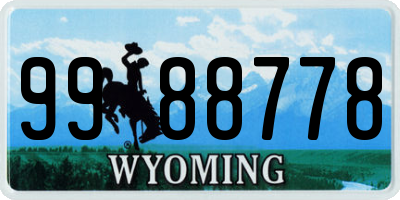 WY license plate 9988778