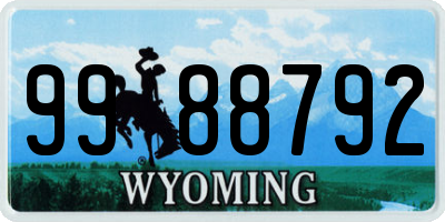 WY license plate 9988792