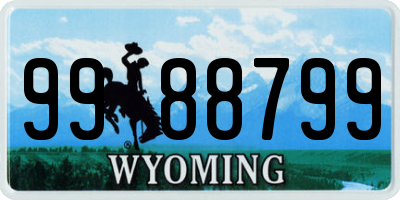 WY license plate 9988799