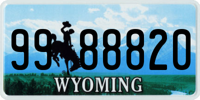 WY license plate 9988820