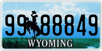 WY license plate 9988849