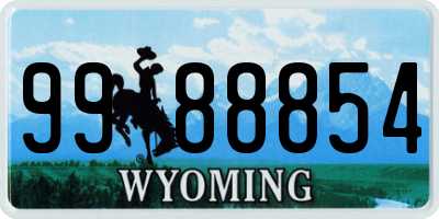 WY license plate 9988854