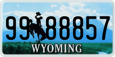 WY license plate 9988857