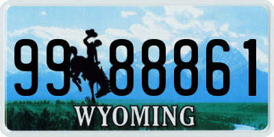 WY license plate 9988861