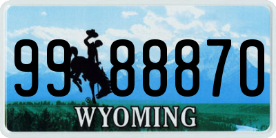WY license plate 9988870