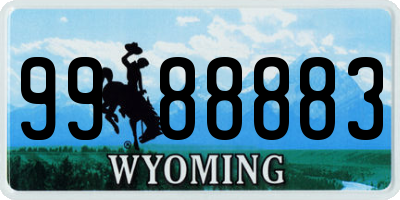 WY license plate 9988883