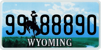 WY license plate 9988890