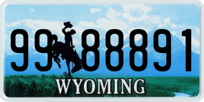 WY license plate 9988891