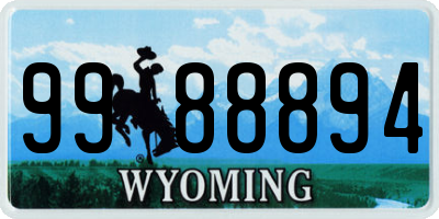 WY license plate 9988894