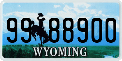 WY license plate 9988900