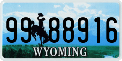 WY license plate 9988916