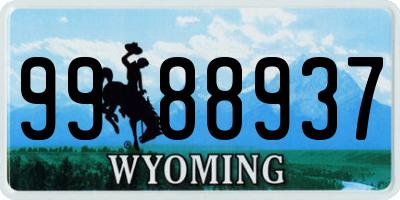 WY license plate 9988937