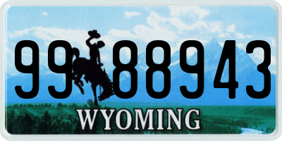 WY license plate 9988943