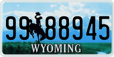 WY license plate 9988945