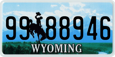 WY license plate 9988946