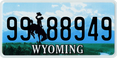 WY license plate 9988949