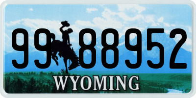 WY license plate 9988952