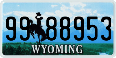 WY license plate 9988953