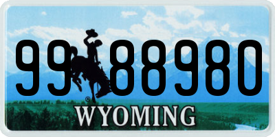 WY license plate 9988980