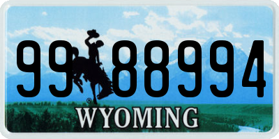 WY license plate 9988994