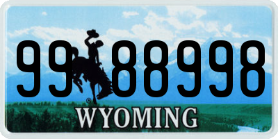 WY license plate 9988998