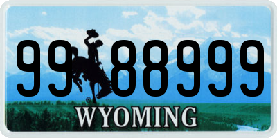 WY license plate 9988999