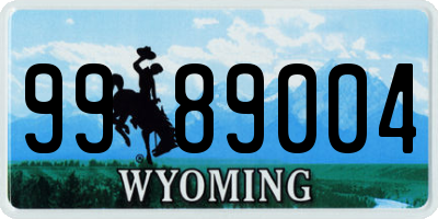 WY license plate 9989004
