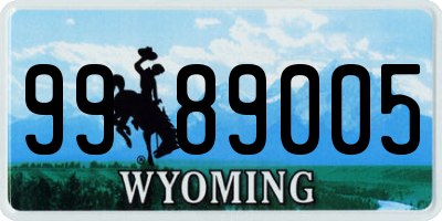 WY license plate 9989005