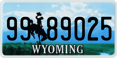 WY license plate 9989025