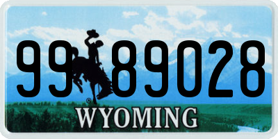 WY license plate 9989028