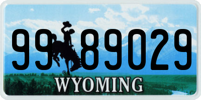 WY license plate 9989029