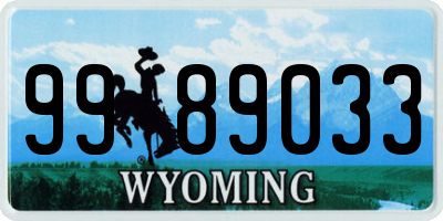 WY license plate 9989033