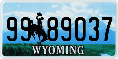 WY license plate 9989037