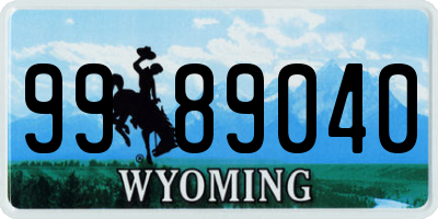 WY license plate 9989040