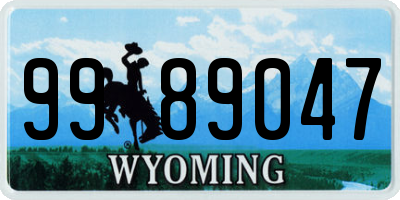 WY license plate 9989047