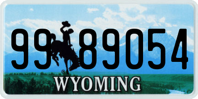 WY license plate 9989054