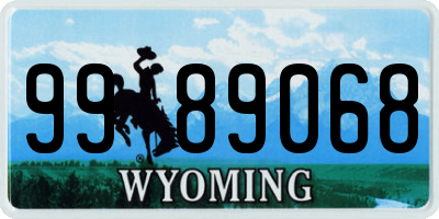 WY license plate 9989068