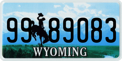 WY license plate 9989083