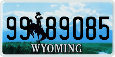 WY license plate 9989085