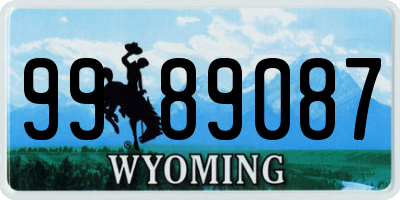 WY license plate 9989087