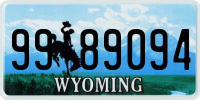 WY license plate 9989094