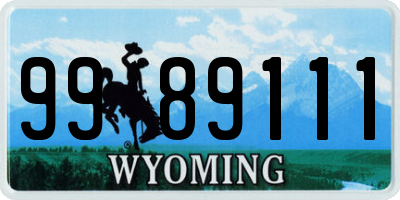 WY license plate 9989111