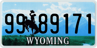 WY license plate 9989171
