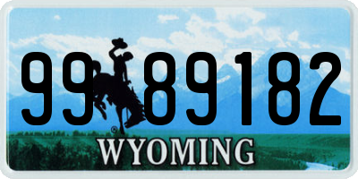 WY license plate 9989182