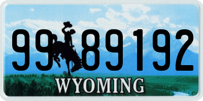 WY license plate 9989192