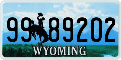 WY license plate 9989202