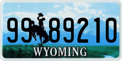 WY license plate 9989210