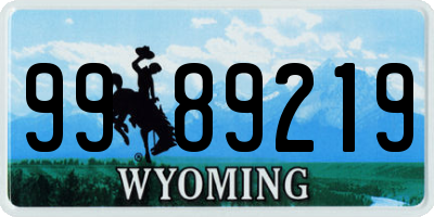 WY license plate 9989219