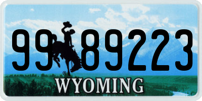 WY license plate 9989223