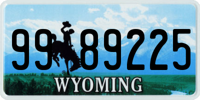 WY license plate 9989225